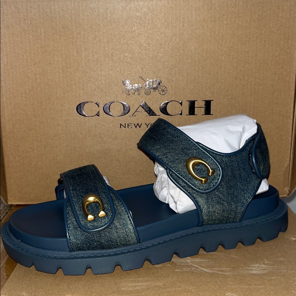 COACH womens Brynn Sandal in Loved Denim - Picture 4 of 5